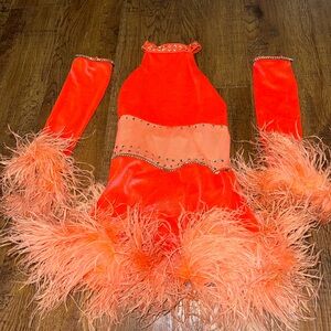 Orange Feathered Kids Costume